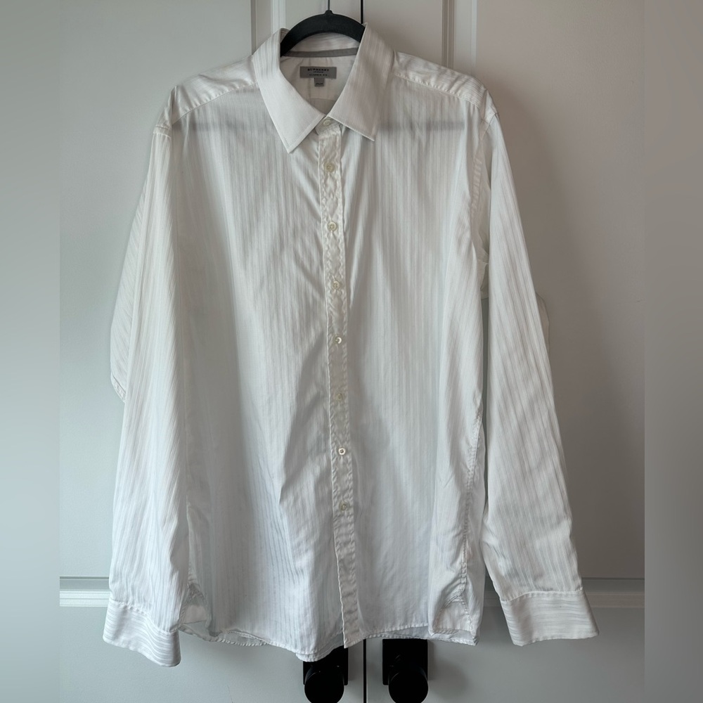 Burberry London Men’s White Long Sleeve Button Down Shirt (Size 17.5-44)